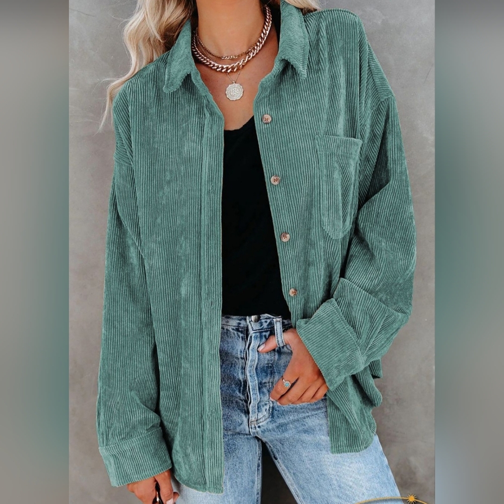 Corduroy Loose Shirt Women's Comfortable,Size 3XL.